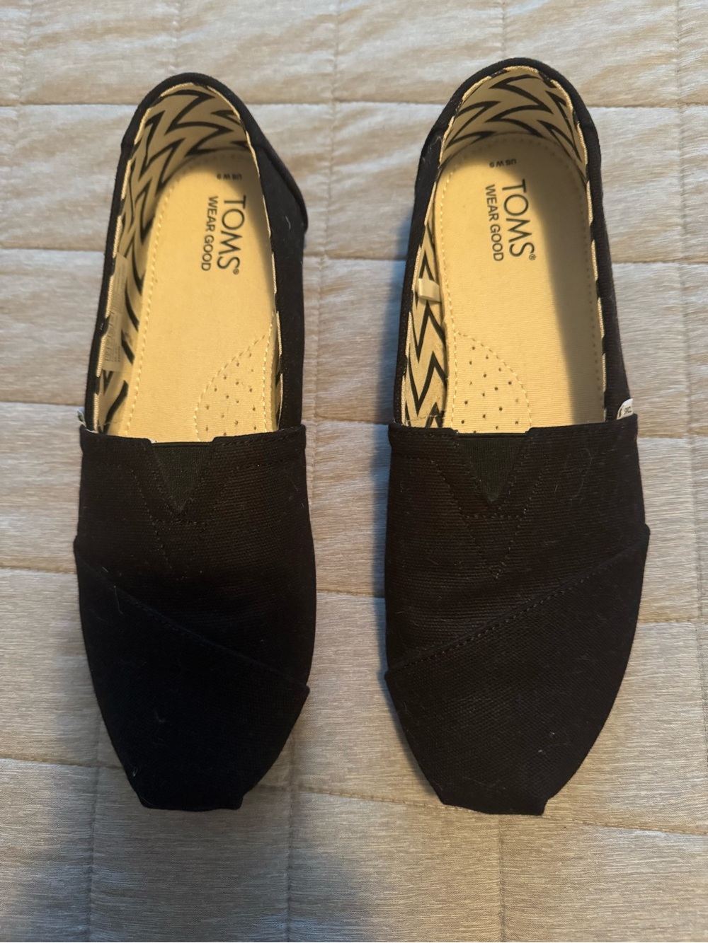 TOMS Black Canvas Slip-On Loafers
